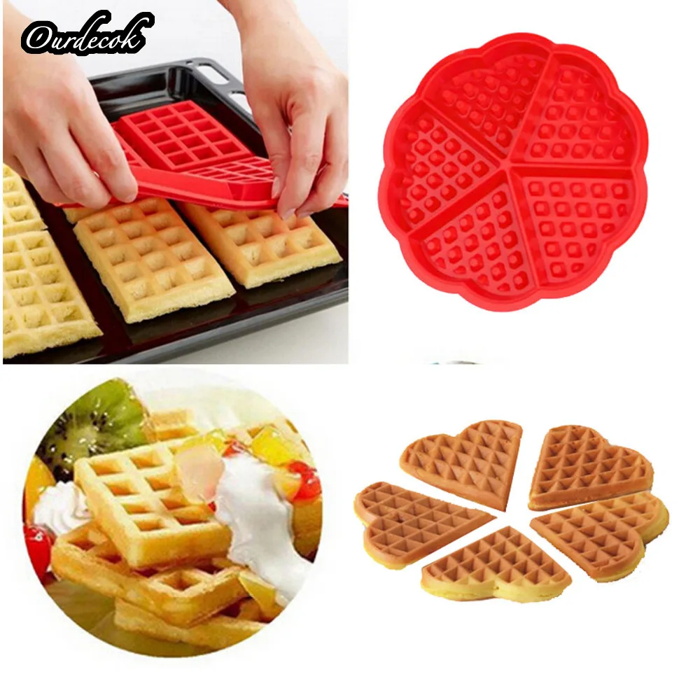 

1pcs Heart And Square 4-Cavity Waffles Cake Mold Chocolate Pan Silicone Molds Baking Cooking Tools Kitchen Accessories Supplies