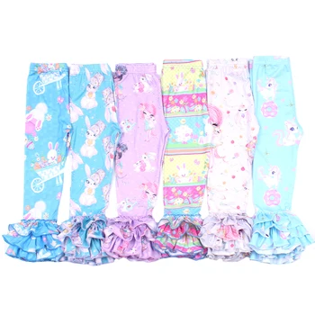 

Easter Toddler Girls Ruffle Pants Boutique Cute Bunny Kids Girls Icing Leggings Baby Bell Bottoms Infant Ruffle Leggings Pants