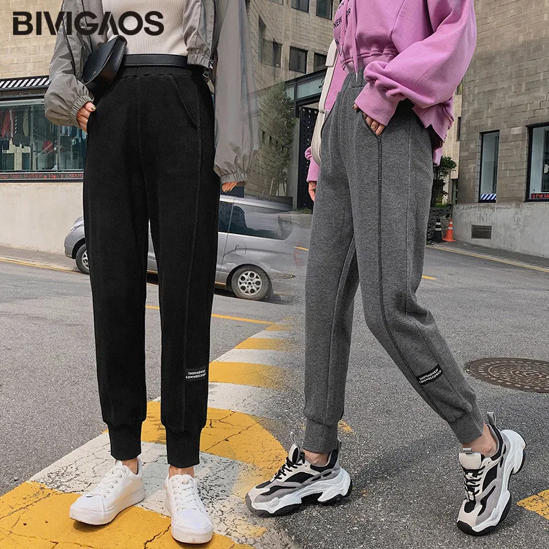 BIVIGAOS 2019 новые осенние хлопковые трикотажные женские спортивные брюки с