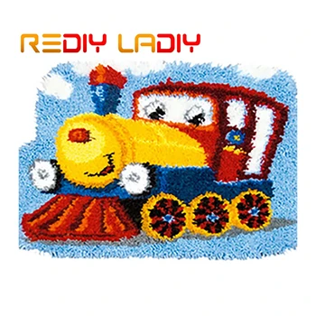 

Latch Hook Rug Kits Crocheting Carpet Rug Cartoon Train Acrylic Yarn Pre-Printed Canvas Cushion Mat Crochet Tapestry Sofa Decor