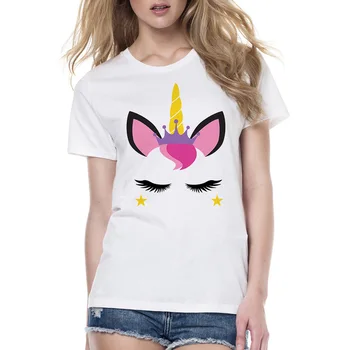 

New Unicorn T-shirt for Women 2018 Kawaii Summer Women's Cute Girl Tshirt Unicornio Clothing Funny White Harajuku T-Shirt Tops