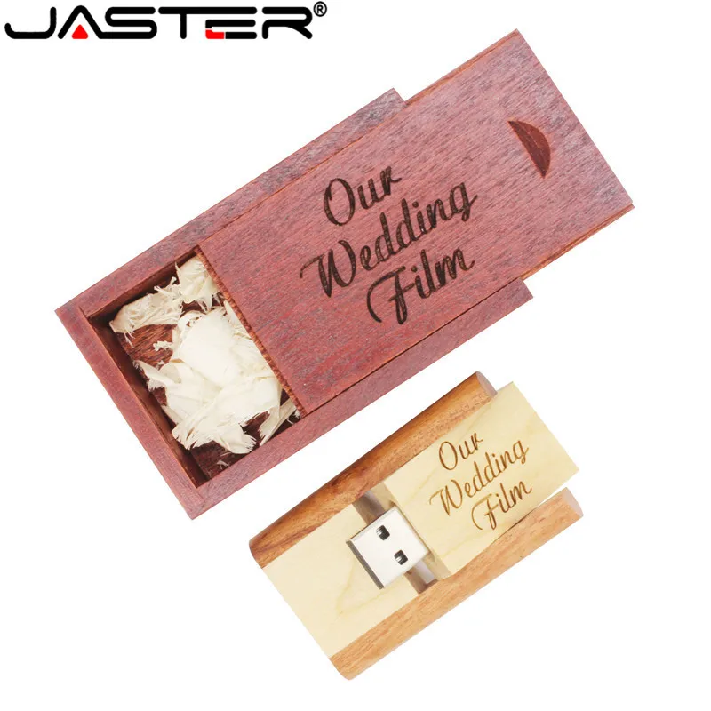 JASTER USB флеш-накопитель, креативный деревянный квадратный вращающийся USB 2,0, 4 ГБ, 8 ГБ, 16 ГБ, 32 ГБ, 64 ГБ, USB и деревянная коробка, более 10 шт., бесплатный логотип