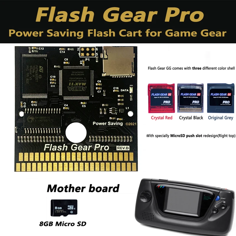For Sega Game Gear Flash Gear Pro GG Low Power Flash Card Long Battery Life 1.2mm Thick Game