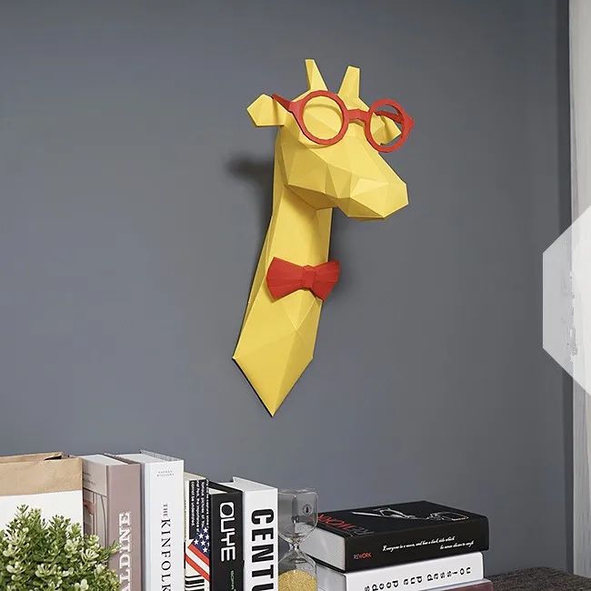 3D бумажная модель очки ручной работы жираф DIY настенная бумага для домашнего