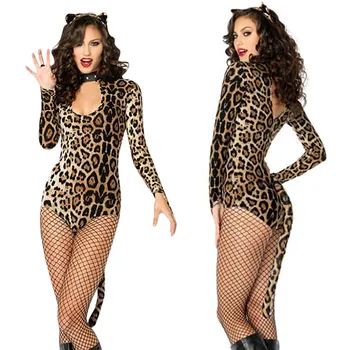 

Cosplays Women Porno Sexy Lingerie Role Play Sexy Underwear Cougar Leopard Print Erotic Babydoll Catwoman Costumes 3PC Plus Size
