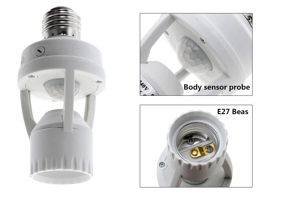 E27 E26 ПИР Индукционная инфракрасный движения тела Сенсор смарт-лампы базы светодиодный держатель лампы с светильник Управление переключатель лампы гнездо адаптера