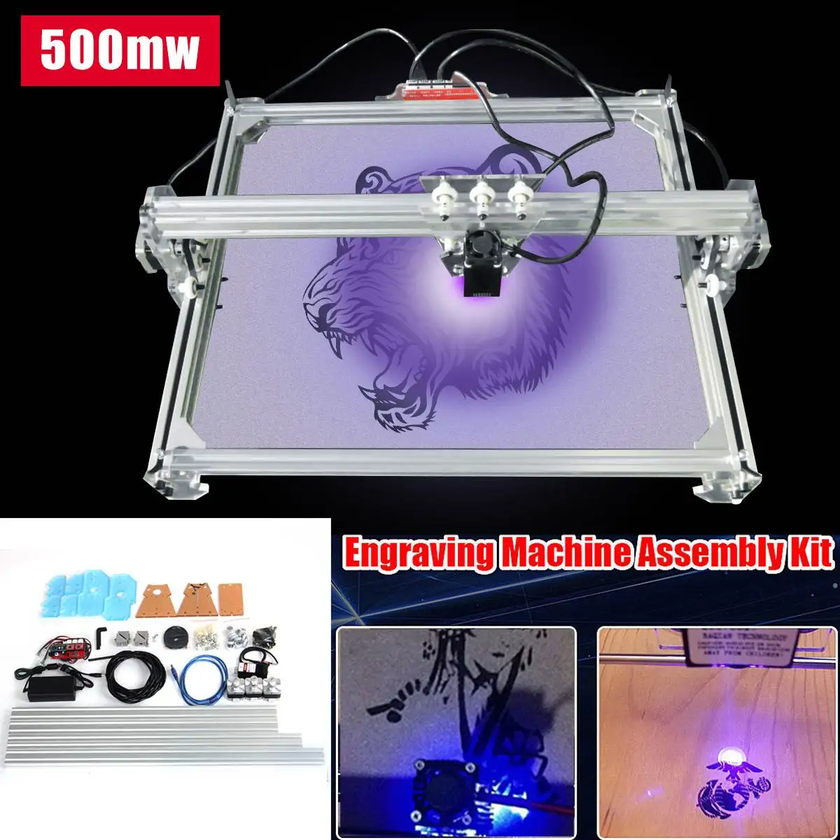 WOLIKE 65x50cm 500mw DC 12V Laser Engraving Cutting Machine DIY Engraver Desktop CNC 2Axis Wood Router/Cutter/Printer