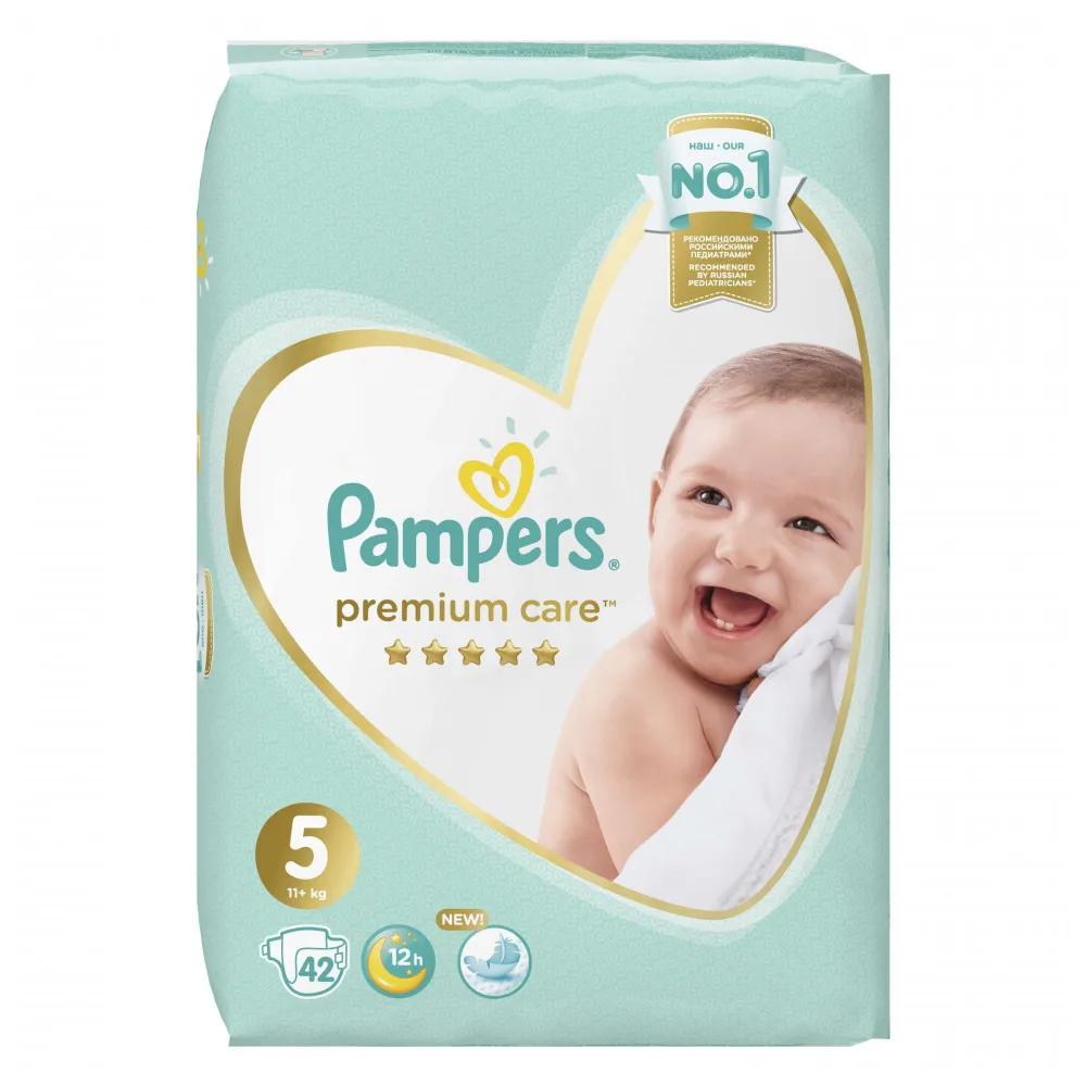 Подгузники Pampers Premium Care Размер 5, 11-16кг, 42 штук