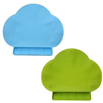 

1Pcs Cloud Shape Placemat Kids Plate Mat Food Grade Silicone Table Pad Waterproof heat insulation Kitchen gadget Easy Cleaning
