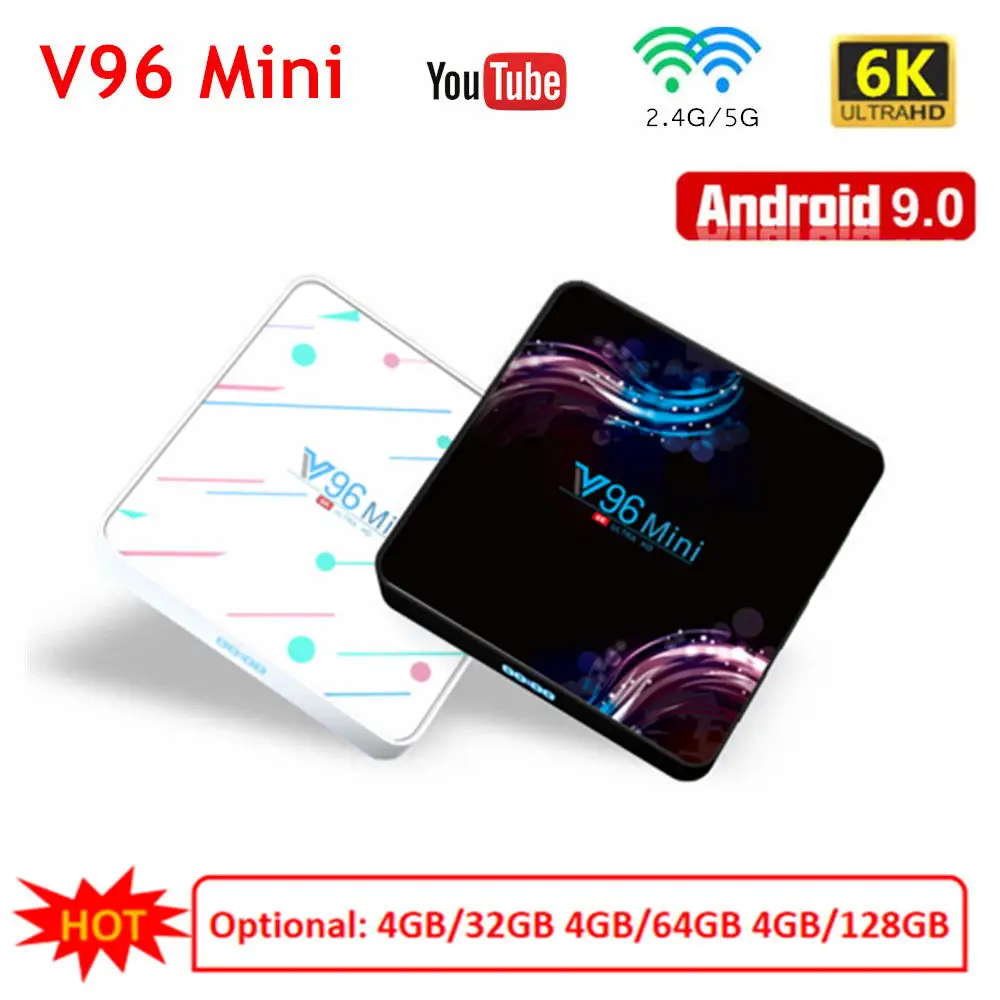 

Hot deals V96 Android 9.0 Mini TV Box Allwinner H6 Quad Core ARM 6K Google Media Player YouTube 4G 128G 2.4/5G WIFI Smart TV Box
