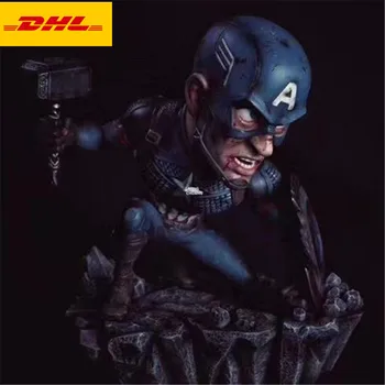 

7" Captain America Statue Steve Rogers Bust Creative Full-Length Portrait Christmas Present GK Action Figure Toy BOX 17CM X304