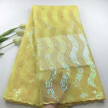 

African Sequins Lace Fabric New Arrival Nigerian Tulle Mesh Lace Fabric For Wedding 3d Sequins Lace Fabrics with Party