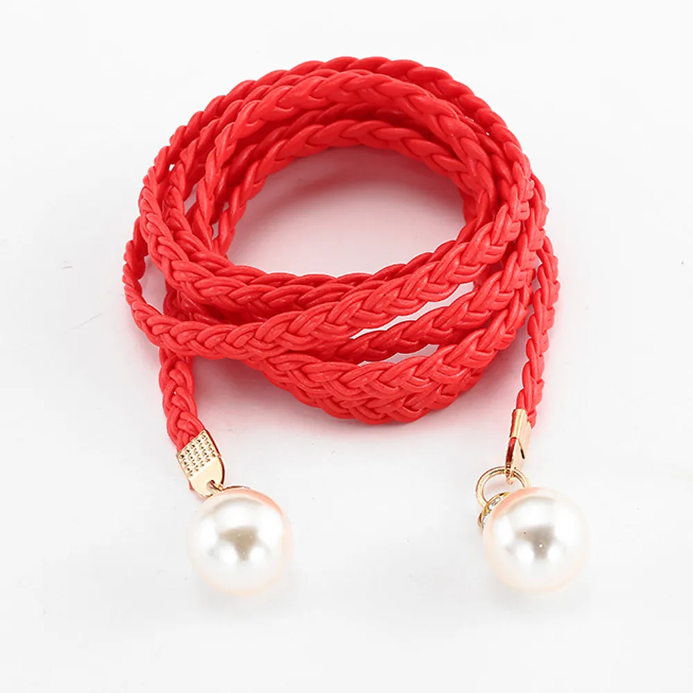 Стильный милый женский ремень в винтажном стиле, карамельные цвета, пеньковая веревка, плетеный пояс, женский пояс для платья - Цвет: Red