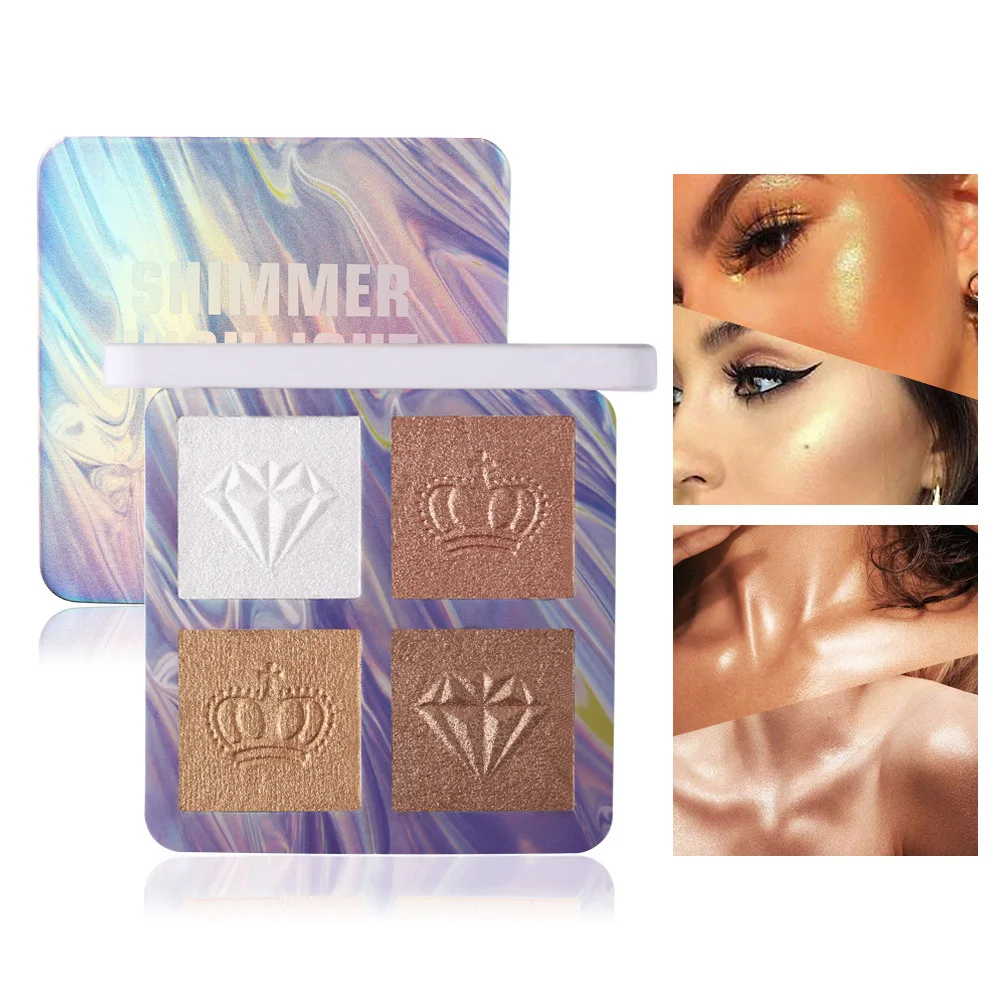 Glitter Highlighter Facial Makeup Bronzers Palette 4-color Shimmer Face Contour Powder Glow Beauty Illuminator Highlight |