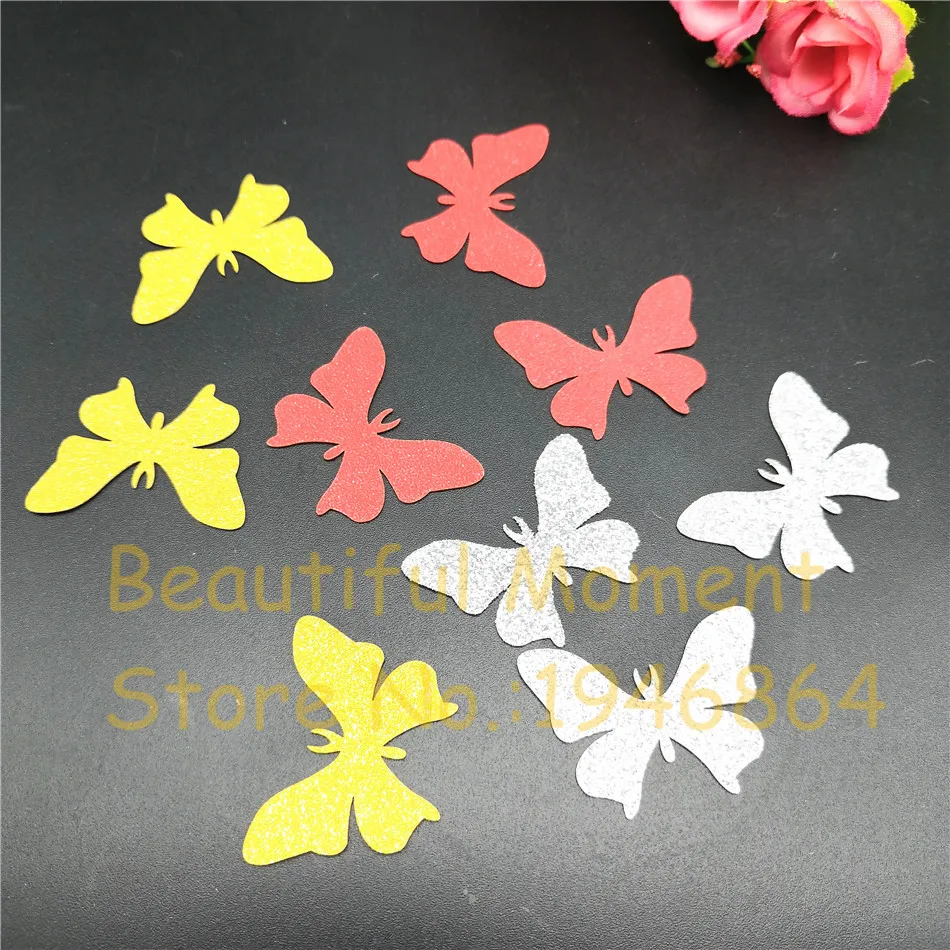 100pcs Glitter Butterfly Table Confetti Sprinkles Birthday Party Wedding Decoration Red Black Silver Gold Confetti Paper Crafts
