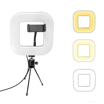 

Photography Dimmable LED Selfie Ring Light Video Live 3200-6000K Photo Studio Light With Phone Holder USB Plug Tripod Light