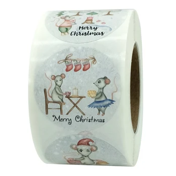 

500pcs/Roll 8 Designs Merry Christmas Thank You Stickers Seal Labels for Envelope Cards Gift Package Scrapbooking