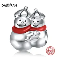 Даларан снеговик Шарм серебро 925 Семья отец и сын шарик для оригинальной Пандора Шарм браслет DIY Рождество ювелирные изделия подарок