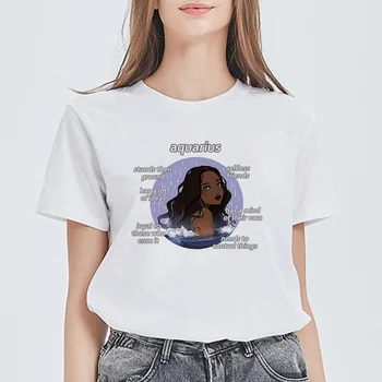 

Avant-garde hot constellation Aquarius female T-shirt printed T-shirt ladies summer comfortable ropa mujer