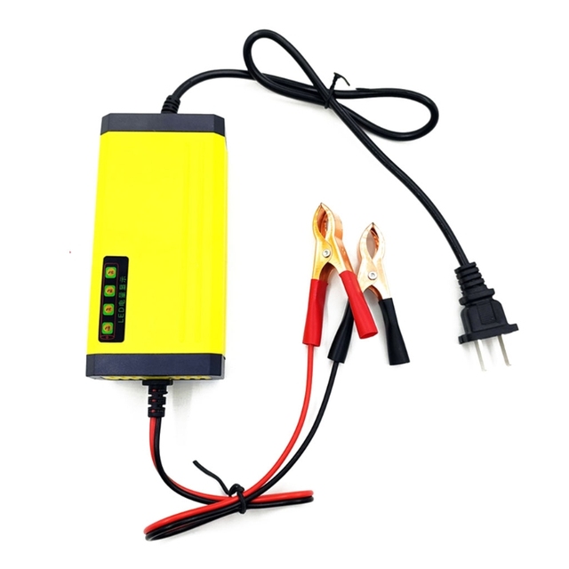 Lead Acid Auto Motorcycle Battery Power Charger Maintainer 12V Intelligent Pulse Repair LED Capacity Display D7YA