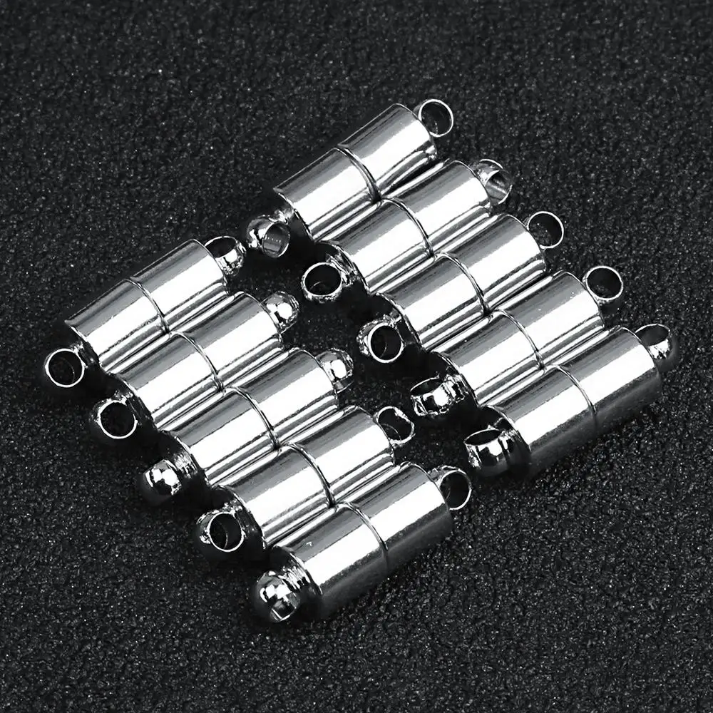 10 conjuntos redondos fortes fechos magnéticos ajuste pulseiras colar ródio fim fecho conectores para makings pulseira de couro jóias