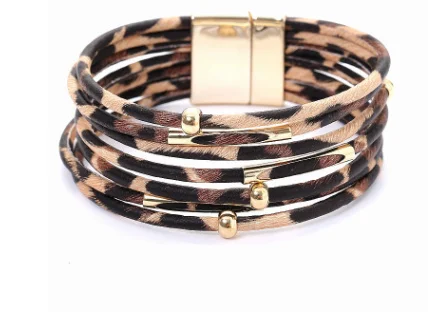 

Free Shipping HBR001 100Pcs/lot Reto Artificial Leather Bracelet W Metal Magnetic Clasp Women Wearing Vintage Jewelry Wholesales