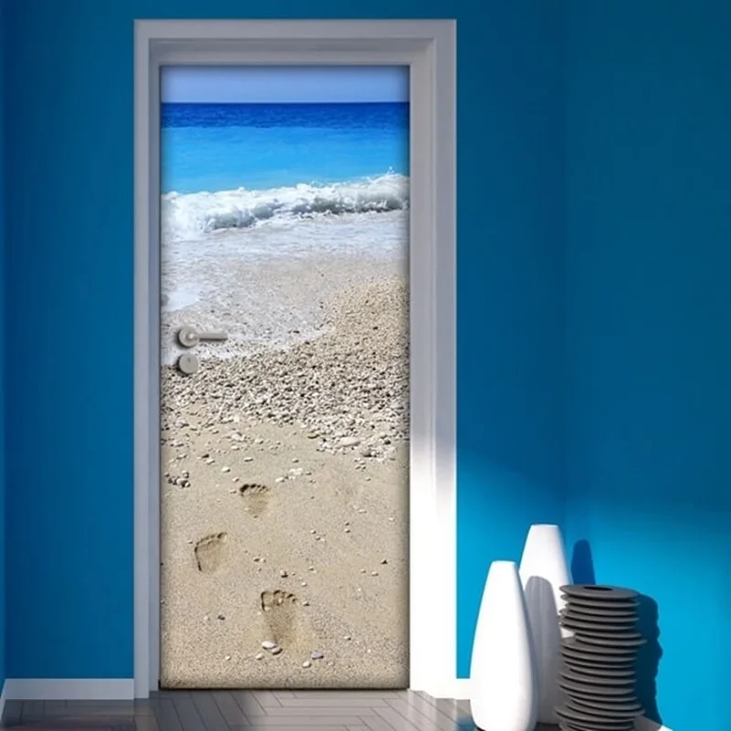Creative-3D-Door-Sticker-Beach-Foot-Print-DIY-Home-Decor-Decals-Wallpaper-Waterproof-Mural-For-Bedroom