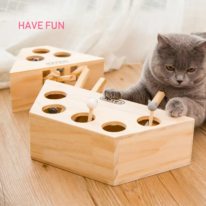 Cat Toys Mouse Whack Mole Mouse Juguete Interactivo Kitten Hunt Toy Puzzle Box with Cartoon Mouse Cat Punch Game for Cat Playing Scratching Bite