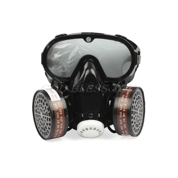 

2 in 1 Industrial Dustproof Mask Anti-dust Anti-toxin Goggle Eyes Nose Mouth Protection Respirator Gas Mask Safety Chemical