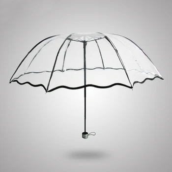 

Transparent Umbrellas For Protect Against Wind And Rain Clear 3 Fold Umbrella Clear Field Of Vision Household Rain Gear