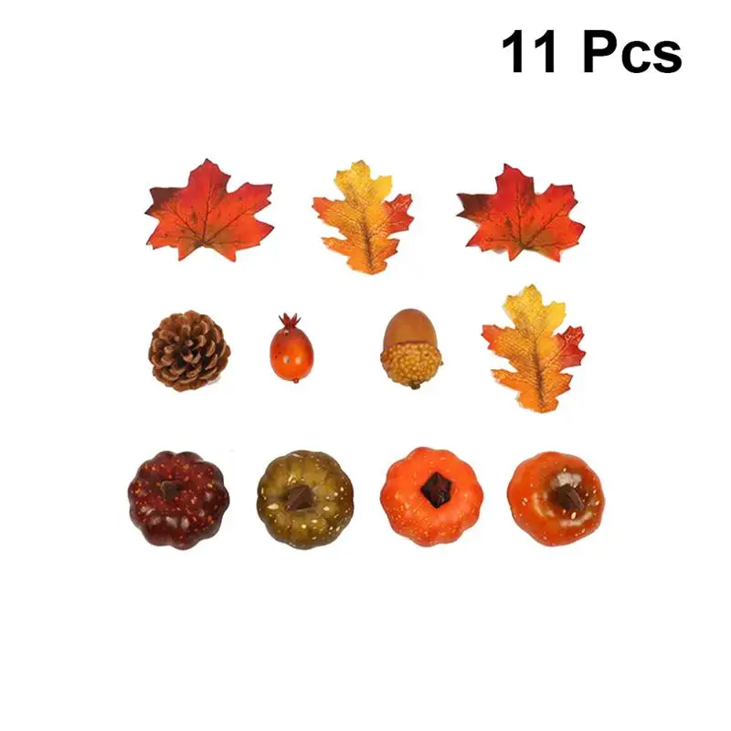 

11pcs Artificial Decoration Pumkin Maple Leaf Ornament for Party Home Halloween
