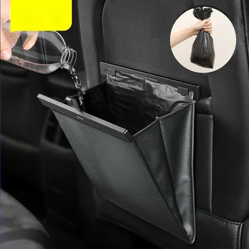 

Leather Garbage Bin Trash Waterproof Garbage Bin Car Seat Organizer Bag