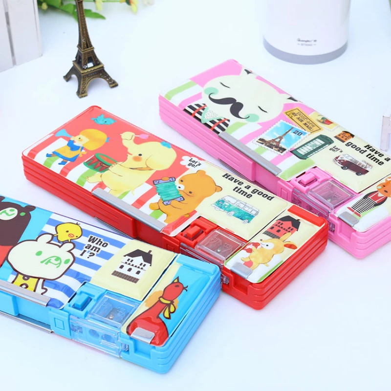Cute Doublesided Pencil Case With Sharpener Pupil Cartoon Lovely