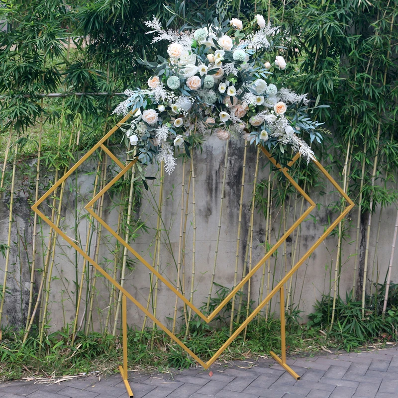 JAROWN Wedding Arch Rhombus Shelf Backdrop Frame Quadrilateral Geometry Flower Stand Shooting Props Wedding Arrangement Decor (8)