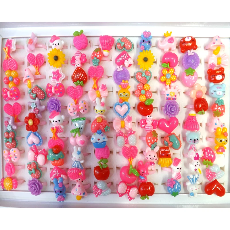 Cute Cartoon Plastic Kids Rings As Gift Lovely Children's Day Jewelry