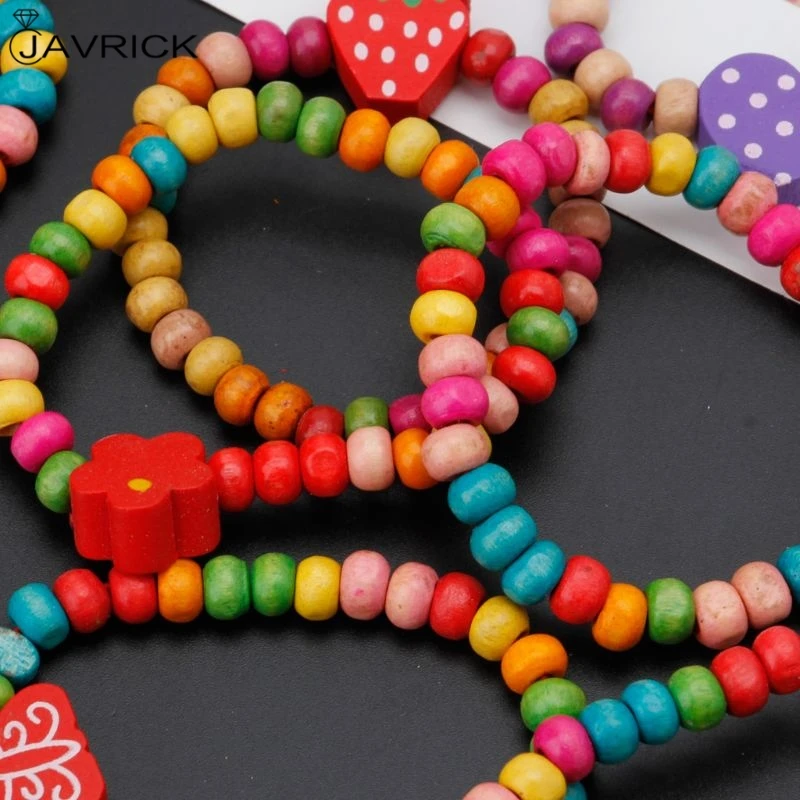 Colourful Wooden Bracelets 12Pcs/Set for Little Girls