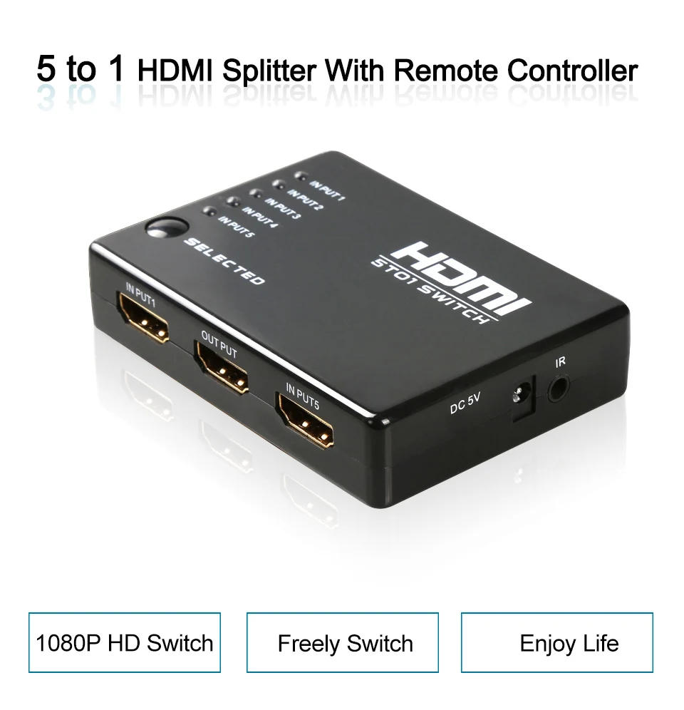 HDMI сплиттер 5 портов HDMI переключатель 1080P 5 вход 1 выход адаптер для xbox 360 PS3 PS4 HDTV HDMI селектор HDMI удлинитель