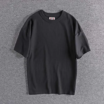 

Nine colors 2020 short sleeve T-shirt pure cotton loose solid color basic thick men's bottoming shirt half sleeve tops 064