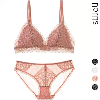 

Norns French Underwire Lace Thin Girl Bra Set French Sexy Triangle Cup Bra Set