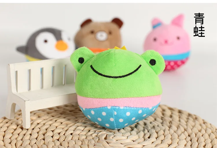 green frog Забавные устойчивые к укусам милые животные дизайн Жевательная пищалка плюшевый писк твердый собачий шар игрушка для домашних животных для маленьких собак домашних животных - Цвет: green frog