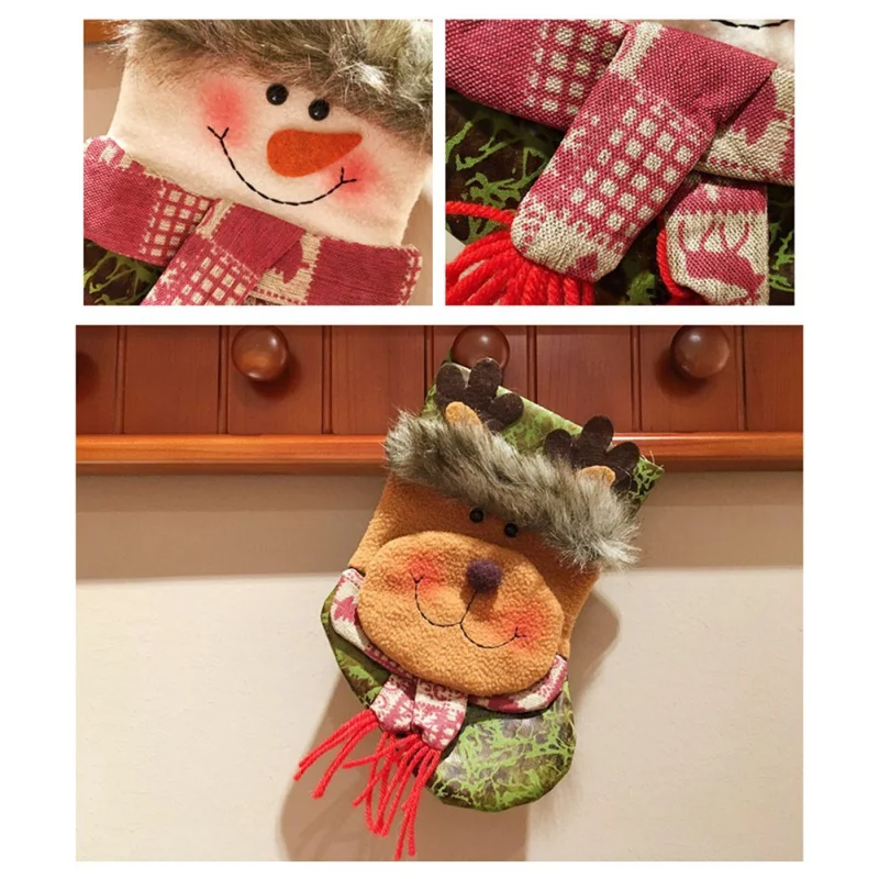 Новогодние украшения с дедом морозом Клаусом, Подарочная сумка для хранения, домашние рождественские чулки, милые конфетные подарочные сумки, рождественские украшения