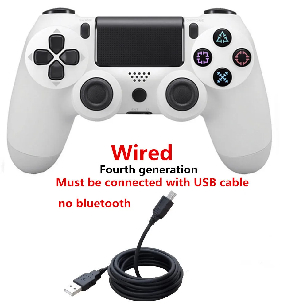 Wired white Проводный джойстик для PS4 с Bluetooth/USB четвёртого поколения, контроллер для Dualshock 4 для PS4, контроллер для playstation 4 - Цвет: Wired white