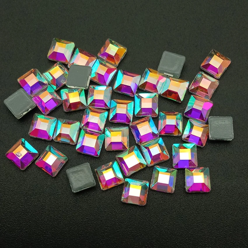 4mm hotfix Square AB 60 шт Стразы AB Crystal Mix Multishape с плоской задней частью, горячая фиксация Стразы/утюг на плоской задней кристаллы AB для лака для ногтей, Стекло со стразами - Цвет: 4mm hotfix Square AB