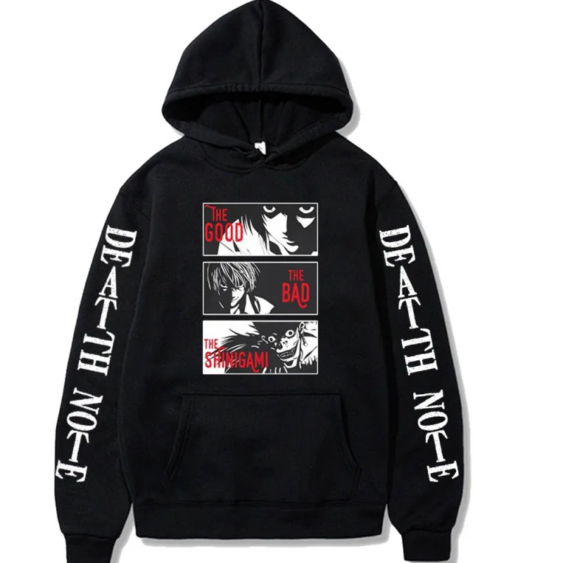 Oversized Hoodie Anime Death Note Winter Warm Hoody Funny Cartoon Graphic Printing Streetwear Harajuku Unisex Sweatshirts Male | Мужская