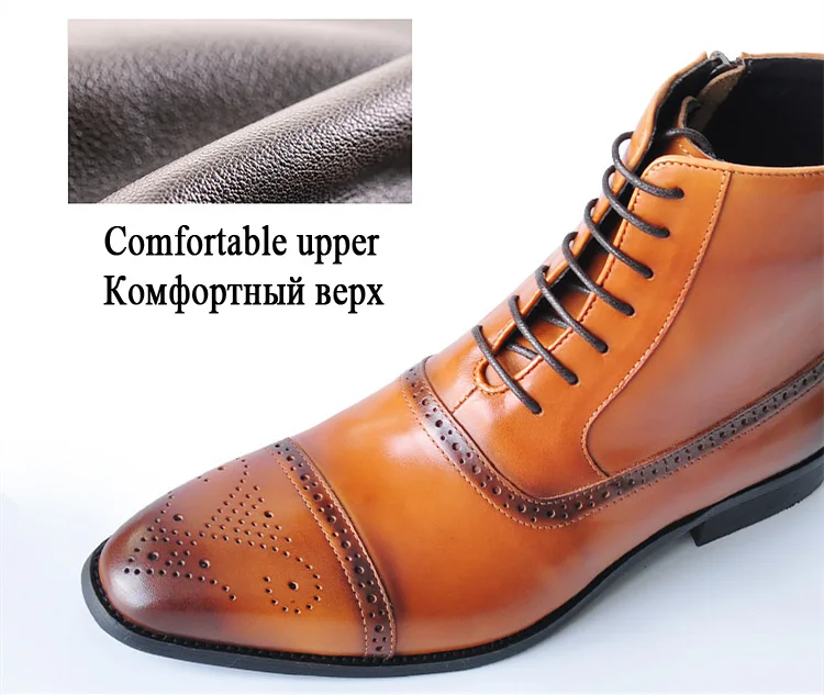 Italy Handmade Classic Men Boots High Quality Leather Men Dress Shoes Outdoor Autumn Man Moccasins Lace-UP Male Men Ankle Boots