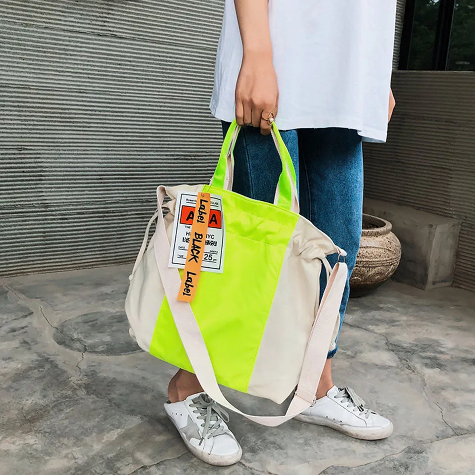 pink and orange tote bags