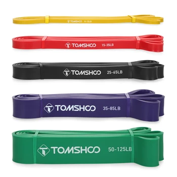 オンライン Tomshoo 4個バンドセット抵抗ループバンドパワーリフティングワークアウトエクササイズストレッチバンドとキャリーバッグ