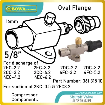

5/8" (16mm) oval flange shutoff valve is great choice for discharge and suction of semi-hermetic recipricating compressors