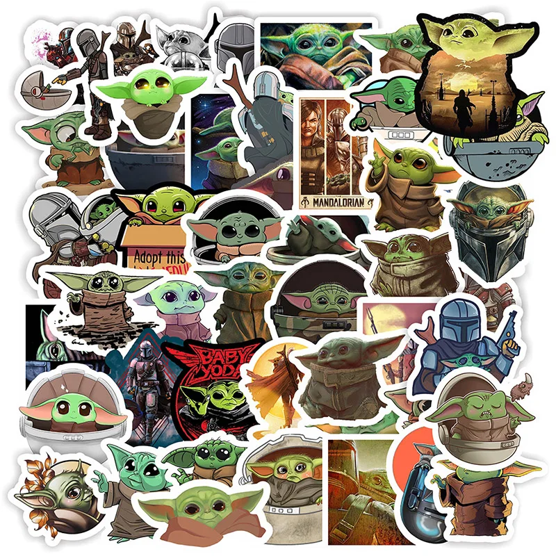 

50PCS New 3 Style Star Wars The Mandalorian Baby Yoda Sticker Child for Toy DIY kid Decal Luggage Skateboard Stickers