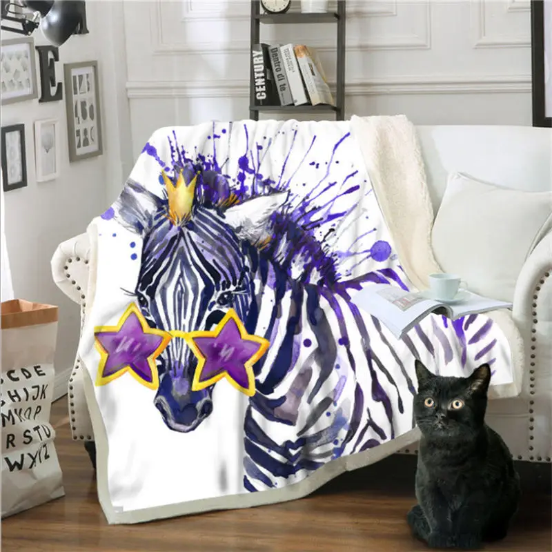 

Christmas Decorations for Home 130cmX150cm Blankets for Beds 3D Zebra Print Cotton Velvet Sofa Blanket Anti-Pilling Wearable